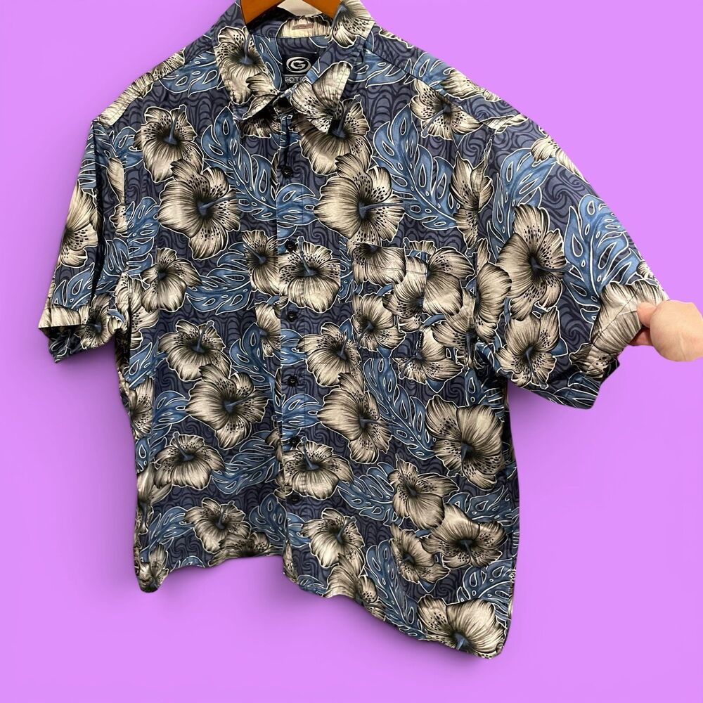 Vintage 80s-90s Gotcha cotton floral Hawaiian shirt pocket button front